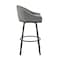 Armen Living Noran Swivel Bar Stool in Black Metal with Gray Faux Leather 840254335738 - alternate 6